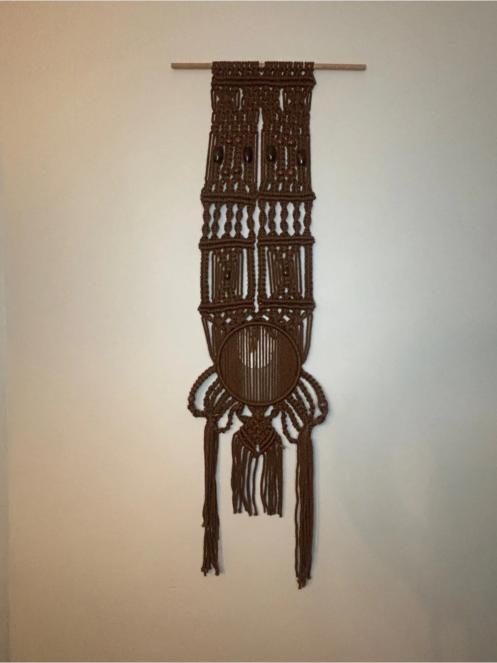 Vintage Macrame Wall Hanging with Sand Dollar Accent